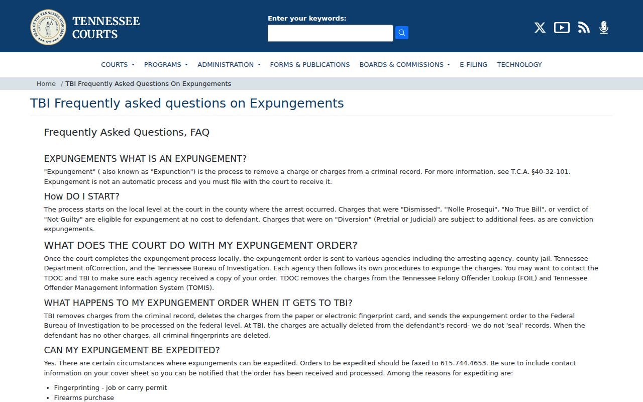 Bledsoe County released inmate mugshot expungement routing